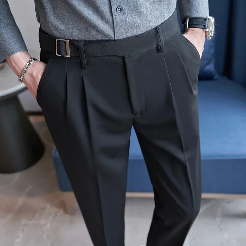 Calças de Terno Masculinas, Calças de Vestir Slim Modernas, Calças Brancas Pretas Azuis Verdes Pantalones Hombre Outono/Inverno Masculino, Novidade 2025