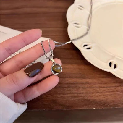 Colar de Prata Esterlina 925 com Zircônia Redonda Estilo Minimalista Charm Choker Pingente Presente de Festa para Joias Finas Femininas