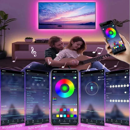 RGB Led Strip Lights 1m-30m Music Sync APP Control Led Lights Flexible Ribbon Luces Led Tape for Room Party Decor TV Backlight