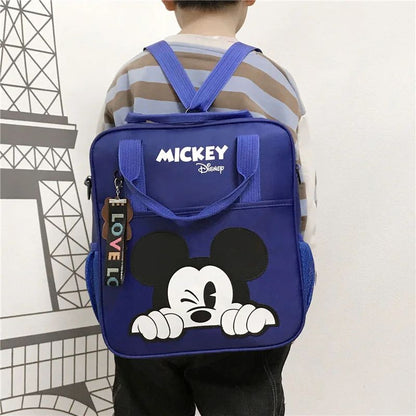 Bolsas de Tutoria Disney para Estudantes Mochila Escolar Multifuncional de Desenho Animado Mickey Bolsa de Mão Necessaire Pasta Escolar Quadrada