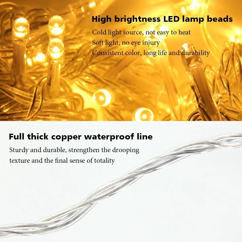 LED Garland String Lights 10m 30m 50m 100m Christmas Tree Wedding Decoration Waterproof Fairy Light Indoor Outdoor 220V EU Lamp