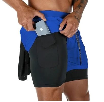 New Sports 2 in 1 Double Layer Shorts Running Fitness Gym Workout Tight Shorts Brand Jogger Mesh Quick Drying Sportswear Summer