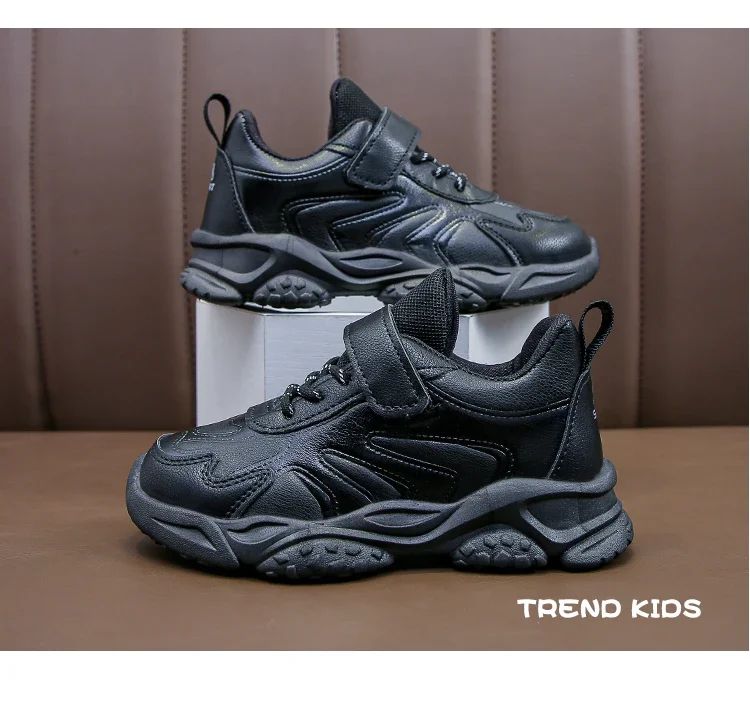 Children White Running Shoes Kids Fashion Sneakers PU Soft Breatheable Comfortable Boys Girls School Sports Shoes Size 26-37