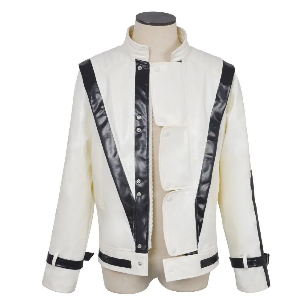Michael Jackson Thriller Scary Costume Red Leather Jacket for Women Man Adults Dress Halloween Baseball Jacket Retro Bomber Coat