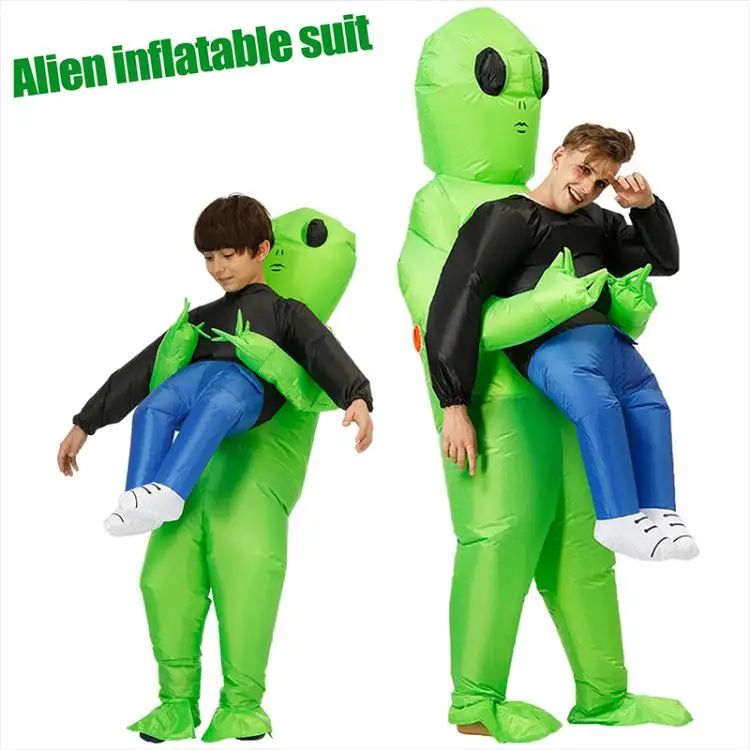 Halloween Alien Inflatable Suit Alien Costume for Kids Monster Inflatable Costume Scary Green Alien Cosplay Costume for Party