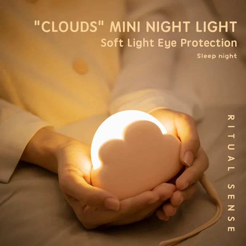 Cloud Night Light Mini USB Rechargeable Adorable Cloud Shape LED NightLight For Bedroom Baby Children Creative Gift Bedside Lamp