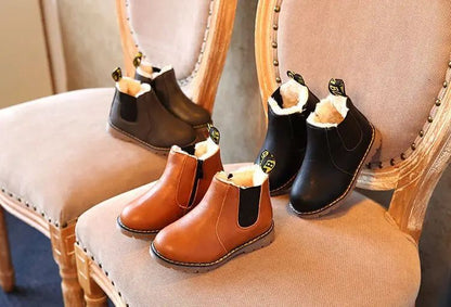 Children's Boots for Boys Girls Toddlers Little Kids Fashion Classic Ankle Boots Warm Rubber Chelsea Boots British Style 21-36