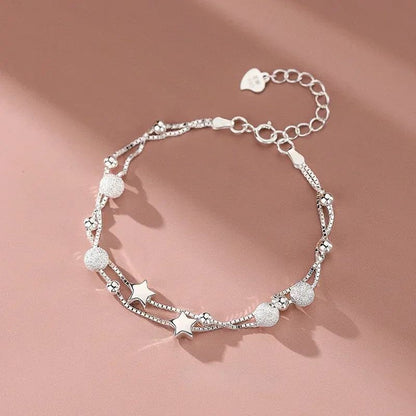 Pulseira de Luxo Coração Vazado Prata 925 Zircônia para Mulheres Joias de Festa Presentes de Moda Coreana Doce e Estilosa