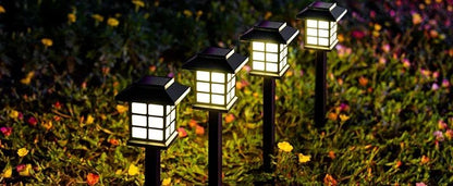 10Pack Outdoor Solar Lawn Lights Retro Small House Lamp Courtyard Garden Decoration Small Night LEd Inserted Small Palace Lights