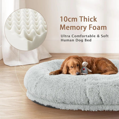 Cama de Cachorro Humana, 71''x45''x12'' Tamanho para Adultos e Pets, Cama Gigante Lavável para Pessoas e Cachorros com Espuma de Memória de 10 CM de Espessura, Cama Grande Extragrande para Cachorros
