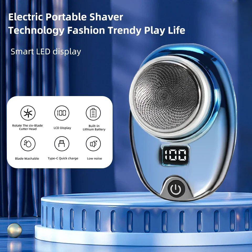 Portable Mini Electric Rechargeable Shaver Digital Power Display Mens Razor Waterproof Cordless Razor Beard Shaver for Face Body