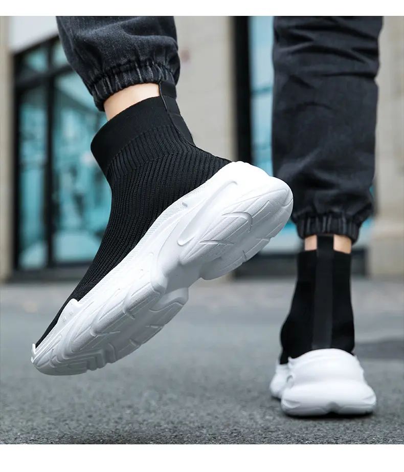 Sneakers for Men Fashion High Top Sock Shoes Autumn New Breathable Casual Shoes