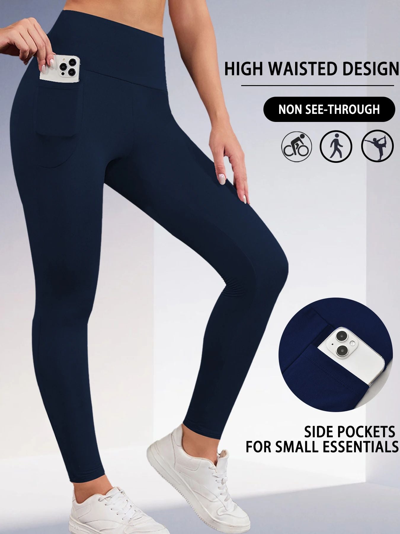 Super Soft Sports Leggings With Pockets For Women High Waisted Workout Yoga Running Push Up Gym Fitness Tight Pants Women's