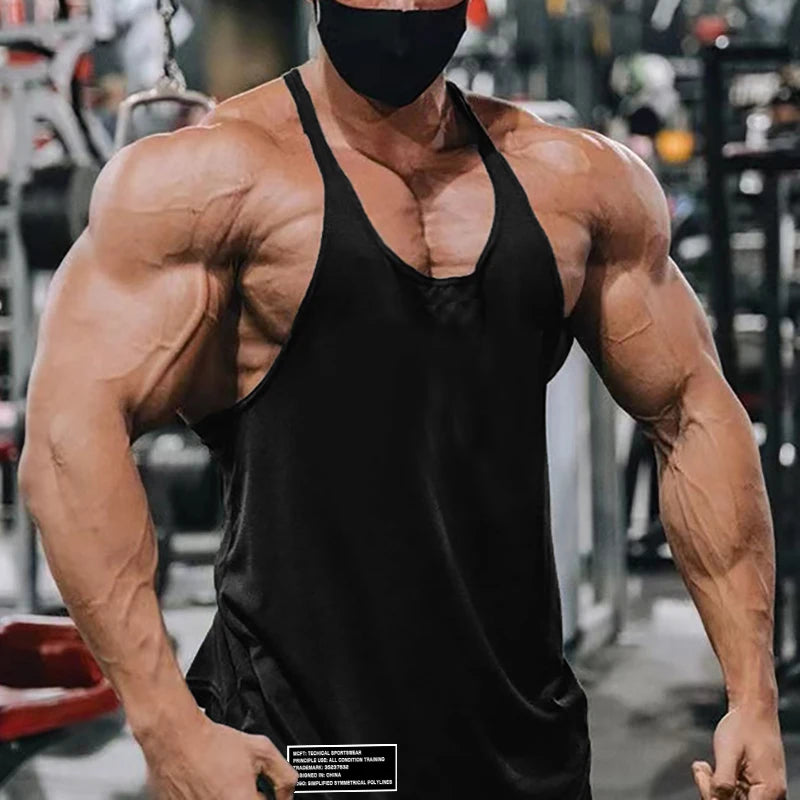 Gym Bodybuilding Fitness Vests Mens Running Sport Cotton Tank Tops Summer Breathable Sleeveless Y Back Suspender Belt Undershirt