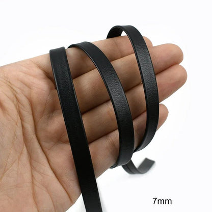 5Meters 3-50mm Black PU Leather Cords Soft Ribbon Band Bag Strap Webbing Necklace Jewelry Decor Tape DIY Sewing Accessories