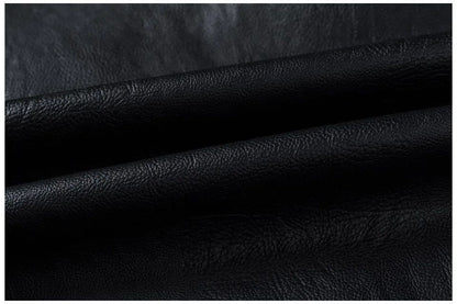 Casual Biker Patchwork Leather Jacket Men's Fashion Stand Collar Vintage Warmth PU Leather Coat Autumn Winter Streetwear