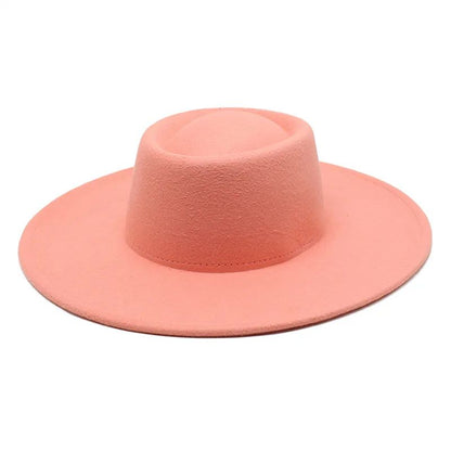 Classic British Style 9.5CM Big Wide Brim Fedora Hat For Women Fashion Autumn Winter Felt Church Hats Wedding Dress Jazz Cap