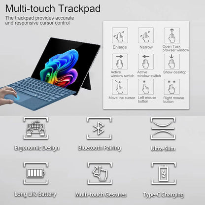 Wireless Bluetooth Keyboard For Microsoft Surface Pro 3 4 5 6 7 7+,Detachable Slim Type Cover Keyboard Trackpad For Surface Pro