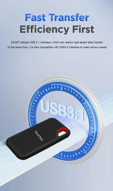 Original Hard Drive 1TB Portable SSD High Speed External Hard Drive 256TB USB3.1 Type-C Solid State Disk for Laptop/Phone/MAC