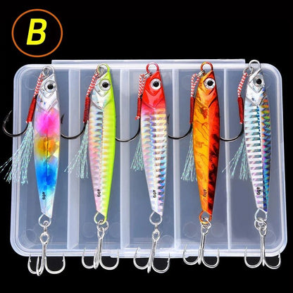 5 unidades de isca artificial de pesca de metal 7g-40g, isca rígida para trolling, isca de pesca para baixo, tralha de pesca de truta, jigs de pesca de truta, iscas de água salgada