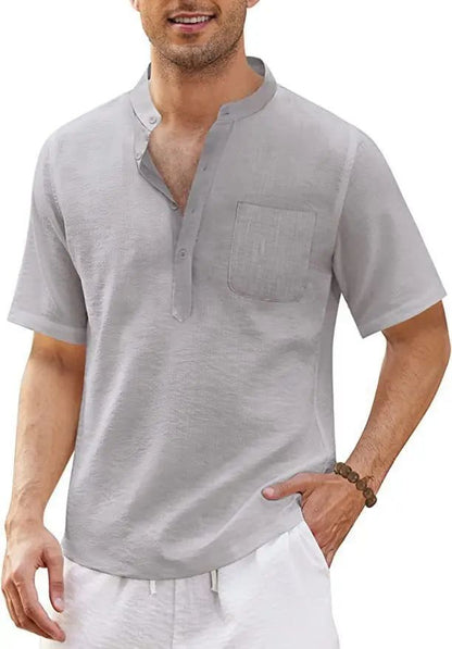 Summer New Men's Short-Sleeved T-shirt Cotton and Linen Led Casual Men's T-shirt Shirt Male  Breathable S-3XL