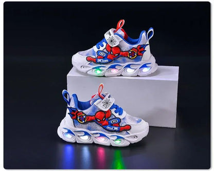 Disney Fashion Spiderman Baby Boys Spring/Autumn Lighted Trendy Kids Boy Sports Casual Children's Sneakers
