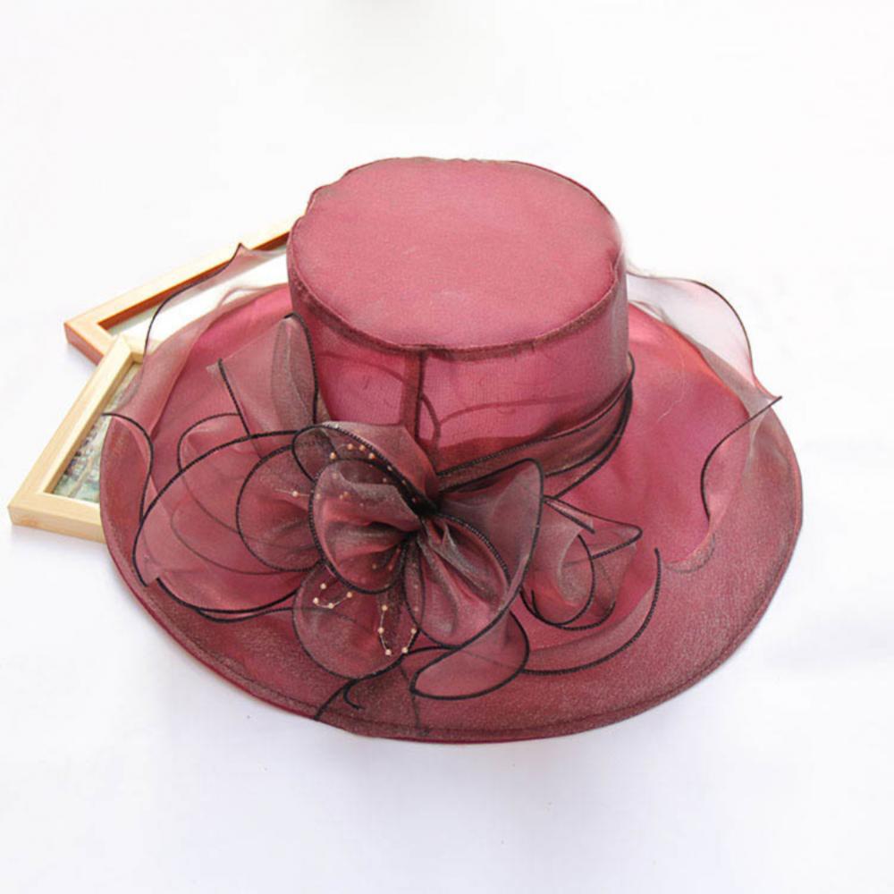 Chapéu Dobrável Feminino de Organza Floral para Igreja, Kentucky, Chá, Chapéu de Sol Elegante Fascinator para Cerimônia de Casamento Feminino