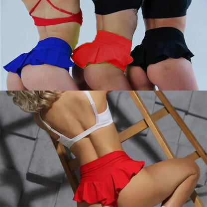 New Shorts Women Skirts Pants High Waist Pole Dance Ruffled Hot Short Pant Sports Mini Tight Pleated Fitness Yoga Shorts Summer