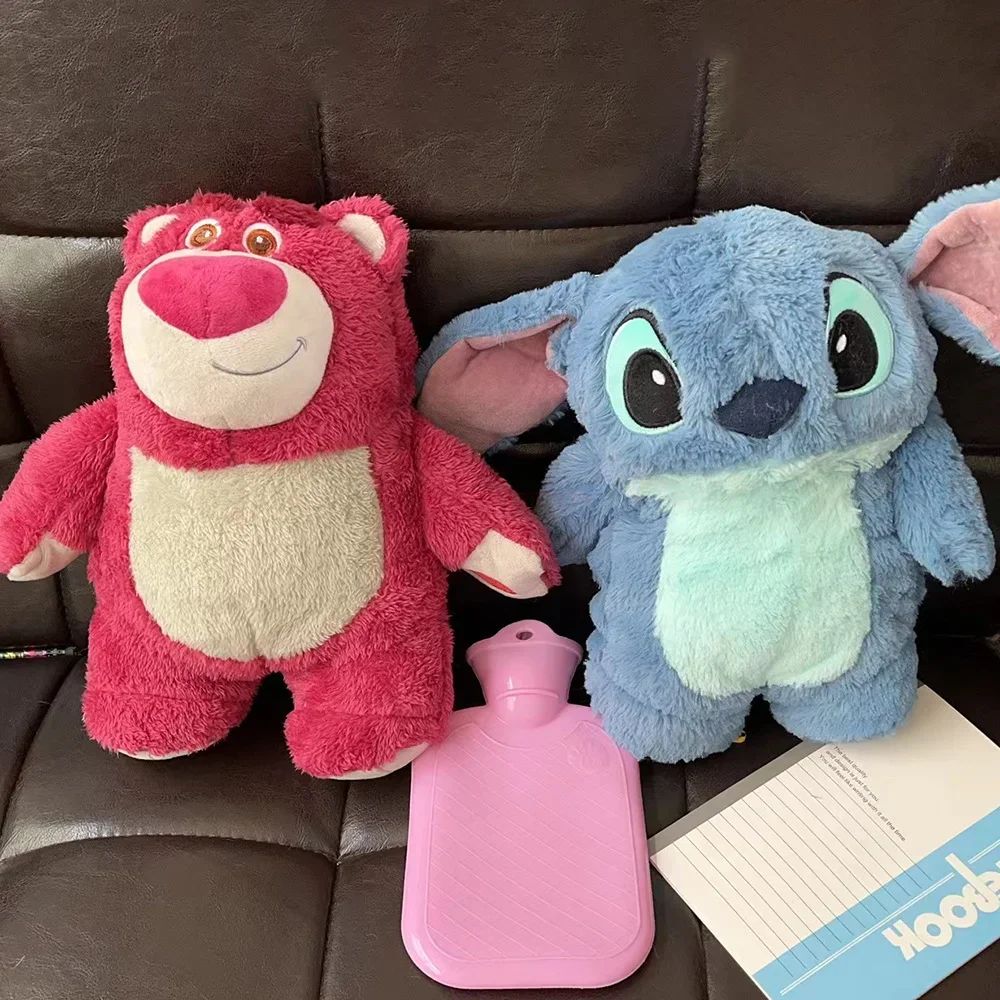 in stock Disney Stitch Angel Lotso Pooh Bear Dumbo Plush Hand Warm Bottle Hot Water Bottles Portable Warm Hand Bag Girl Gift