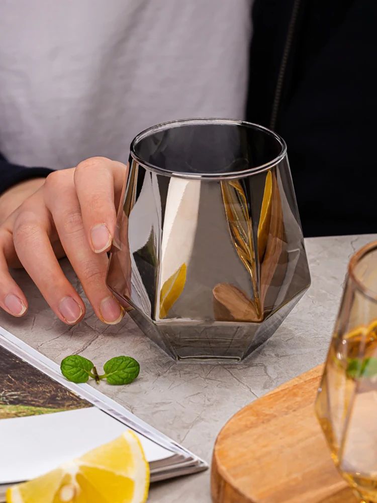 Taças de Vinho Borda Hexagonal 300ml Taça Transparente para Coquetéis Bar Festa Clube Banquete Utensílio para Beber Champanhe Limonada Água
