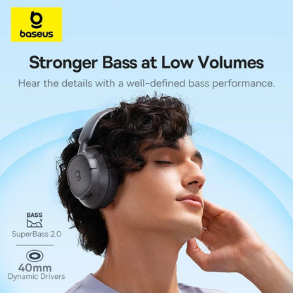 Baseus Bass BH1 Wireless Headphones Bluetooth 6.0 SuperBass 2.0 Over Ear Headset ENC Clear Calls 80hours Playtime Earphones