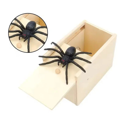 Trick Spider prank Funny Scare Box Wooden Hidden Box Quality Prank Wooden Scare Box Fun Game Prank Trick Friend Office Toys