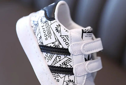 Children's Sneakers Kids Fashion Design White Non-slip Casual Shoes Boys Girls Hook Breathable Sneakers Toddler Outdoor Shoes
