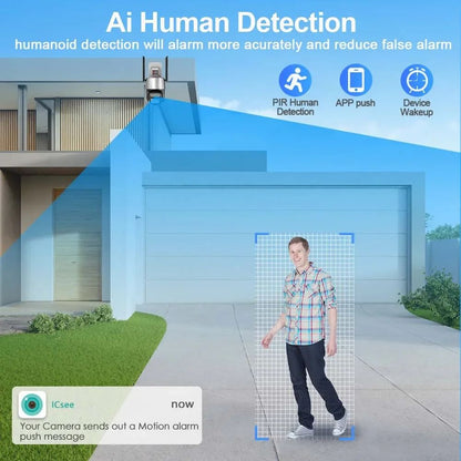 9MP Three Lens Dual Screen PTZ ICsee Alexa NVR Security CCTV WiFi Camera Outdoor8X Zoom Security Camera 4K Video Surveillance