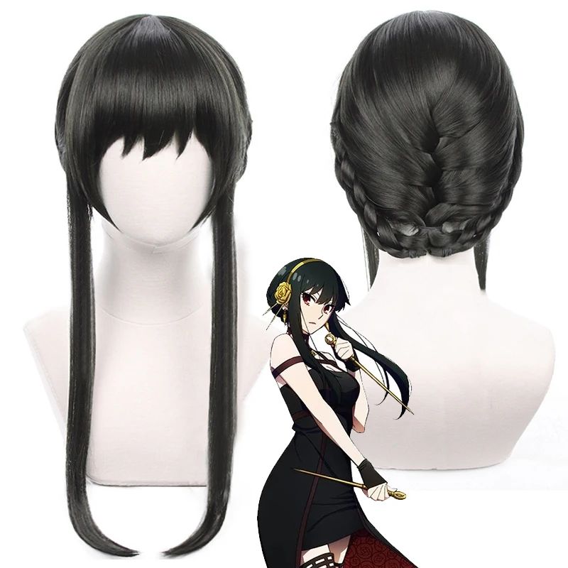 Anime spy x family Yor Forger Cosplay Costumes Red Sweater Dress Suit Casual Wear Black Braid Wig Halloween Costume For Women