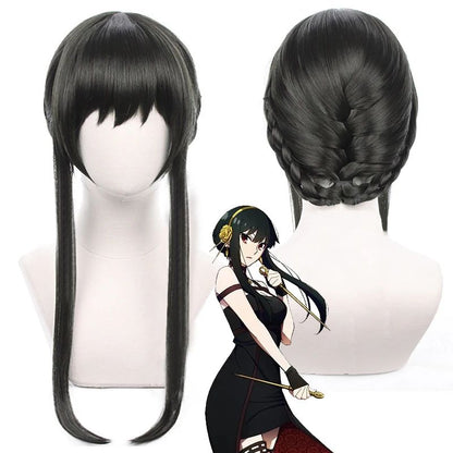 Anime spy x family Yor Forger Cosplay Costumes Red Sweater Dress Suit Casual Wear Black Braid Wig Halloween Costume For Women