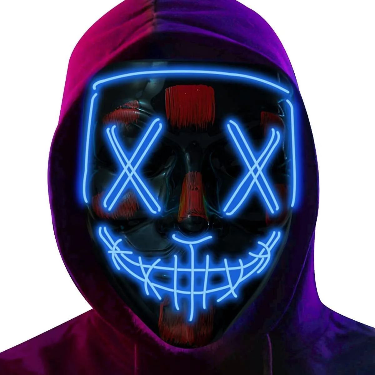Poptrend Halloween Mask LED Light up Mask Scary mask for Festival Cosplay Halloween Costume Masquerade Parties Carnival Gift