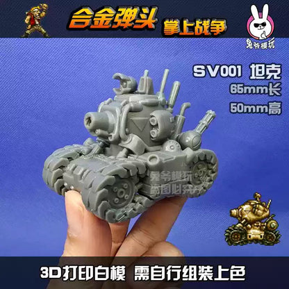 Tanque de Guerra Mundial II Estilo Chibi Metal Slug Gk Modelo - Miniatura Militar Impressa em 3D Modelo Branco Não Pintado Para Diorama de Mesa e Wargame