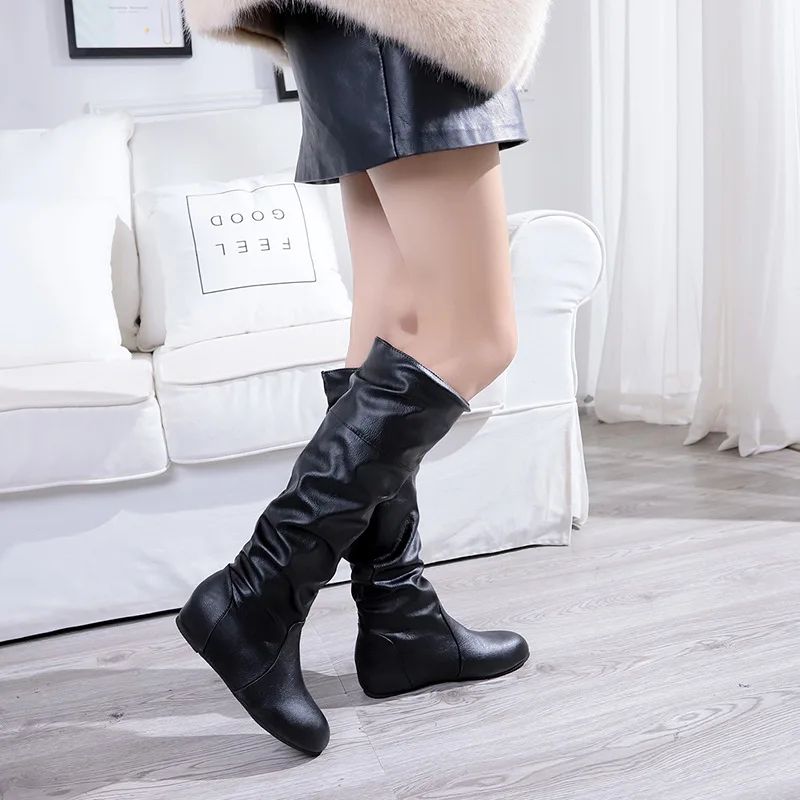 Flat Shoes Spring Autumn Women High Boots Long Western Cowboy Boots Women Footwear Large size 35-43 2024 Mid-Calf Boots Women