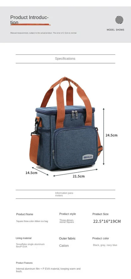 Large Capacity Lunch Bag Thermal Insulation Thickened Waterproof Bags Portable With Handle Crossbody Bag Waterproof Oxford Cloth