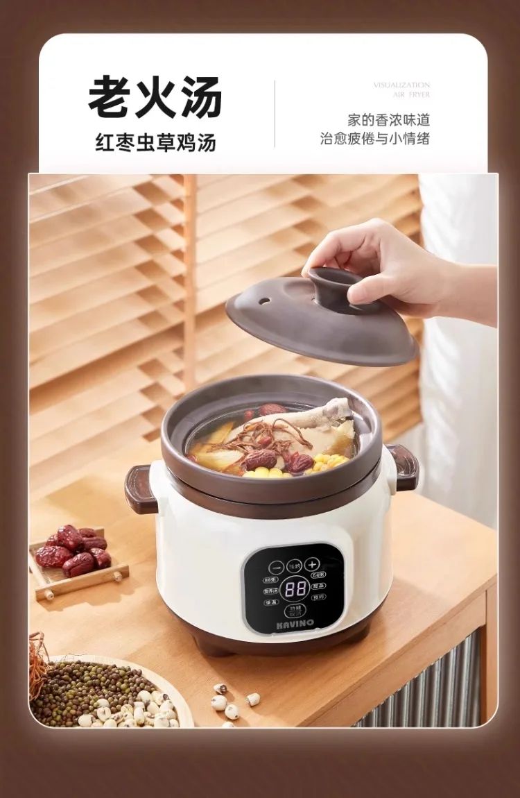 110V/220V Pure Ceramic Electric Slow Cooker Automatic Home Kitchen Appliance Taiwan Made USA Export