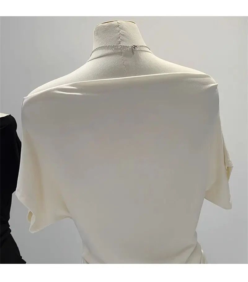 Ultra-Hand Feel Modal Cotton Short Sleeve T-Shirt Women Summer Design Slim Fit Shoulder Baring Fashionable Top