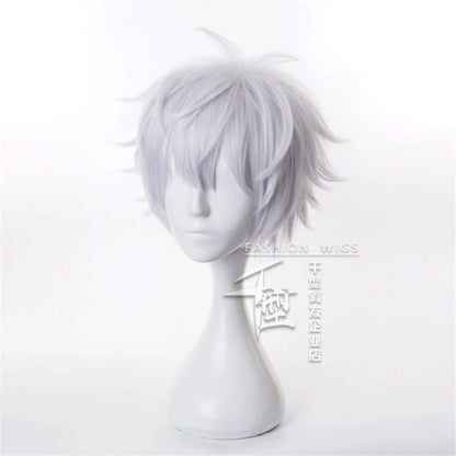 Anime Jujutsu Kaisen Gojo Satoru Lançamento Estado Peruca Cosplay Perucas Sintéticas Pó de Jogo Cabelo Curto Branco Prata Halloween