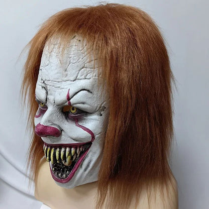 BeauNook Halloween Horror Clown Pennywise Mask Head Set in Europe and The United States New Spirit Clown Latex Mask Mardi Gras