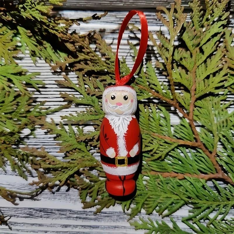 1pcs Funny Santa Claus Pendant, Christmas Ornaments, Funny Wooden Standing Santa Claus, Unique Christmas Craft Decorations