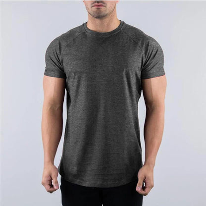 Plain Summer Cotton Breathable Short Sleeve Shirts Gym Sport Workout Muscle Running T-shirts Mens Bodybuilding Fitness Clothing