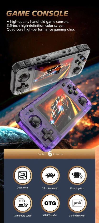 BOYHOM New Handheld Game Console 3.5-inch IPS Screen Linux RK3326 Retro Video Games Player 3000 mAh 64G