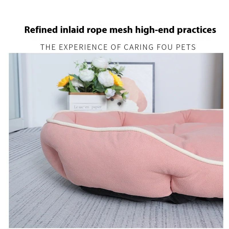 Cama de cachorro gato de inverno Cama de sofá para cães e gatos de estimação Quadrada Cama para cães de estimação Ninho de estimação grande Universal Personalizado Cama de camurça para cães Tapete