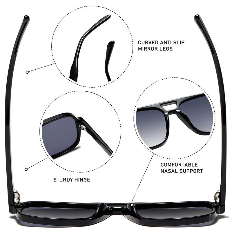 3507 Double Bridge Square Aviator Sunglasses - UV400 Vintage Pilot Style, Retro Classic Sun Glasses for Men Women Unisex 411240