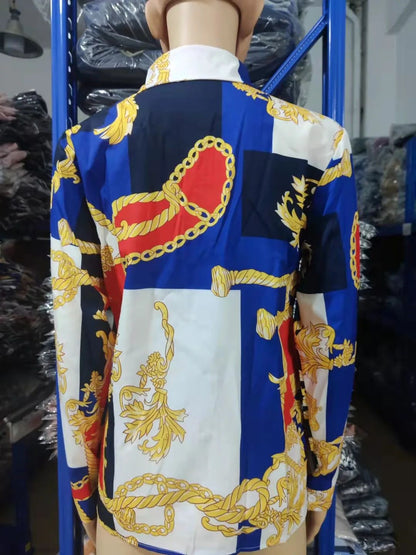 Summer New Women's Long-sleeved Shirt, Single-breasted Printed Shirts Fashion Casual Tops Camisa Female Chemise S-XXL